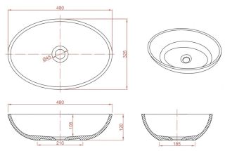 Раковина Montebianco Conca 20142 55см белый